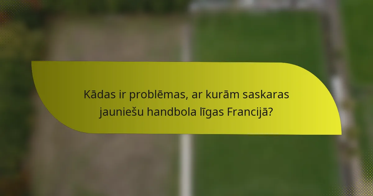 Kādas ir problēmas, ar kurām saskaras jauniešu handbola līgas Francijā?