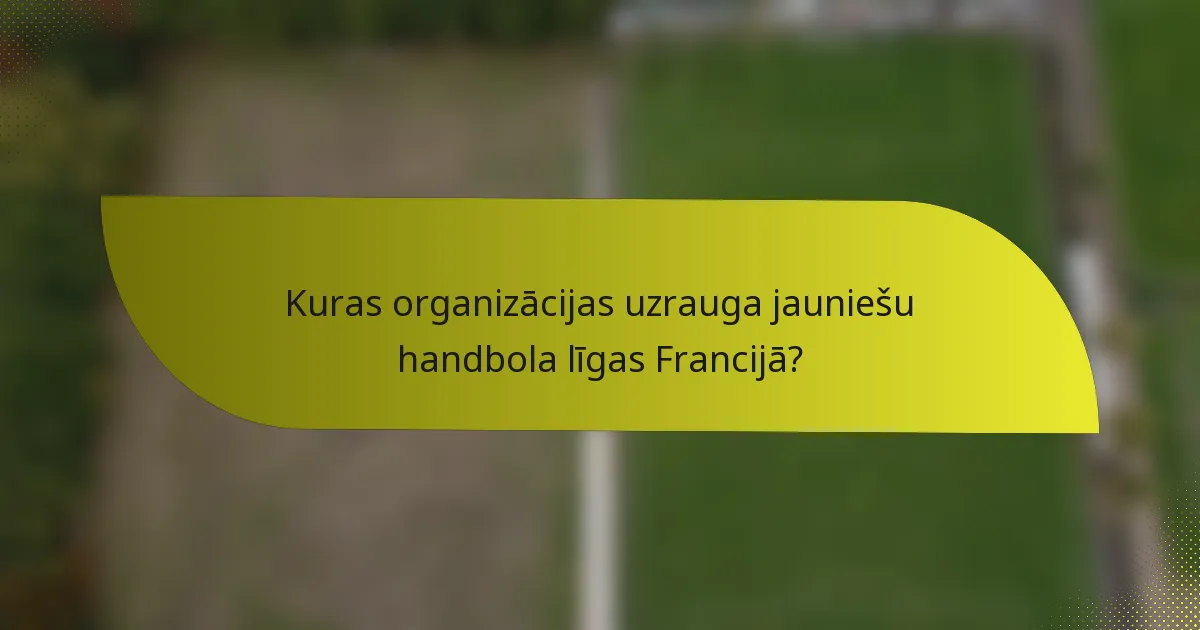 Kuras organizācijas uzrauga jauniešu handbola līgas Francijā?